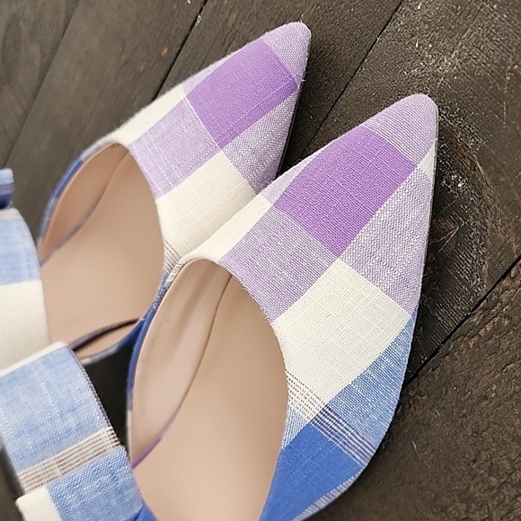 Bandolino Millie Mule Purple Multicolored Plaid Classy Pump 💜 - Picture 2 of 13